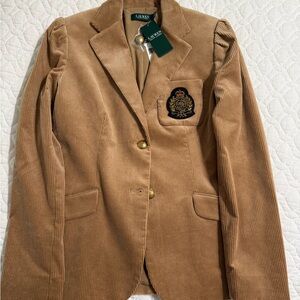 Ralph Lauren Tan Corduroy Blazer with Crest Patch